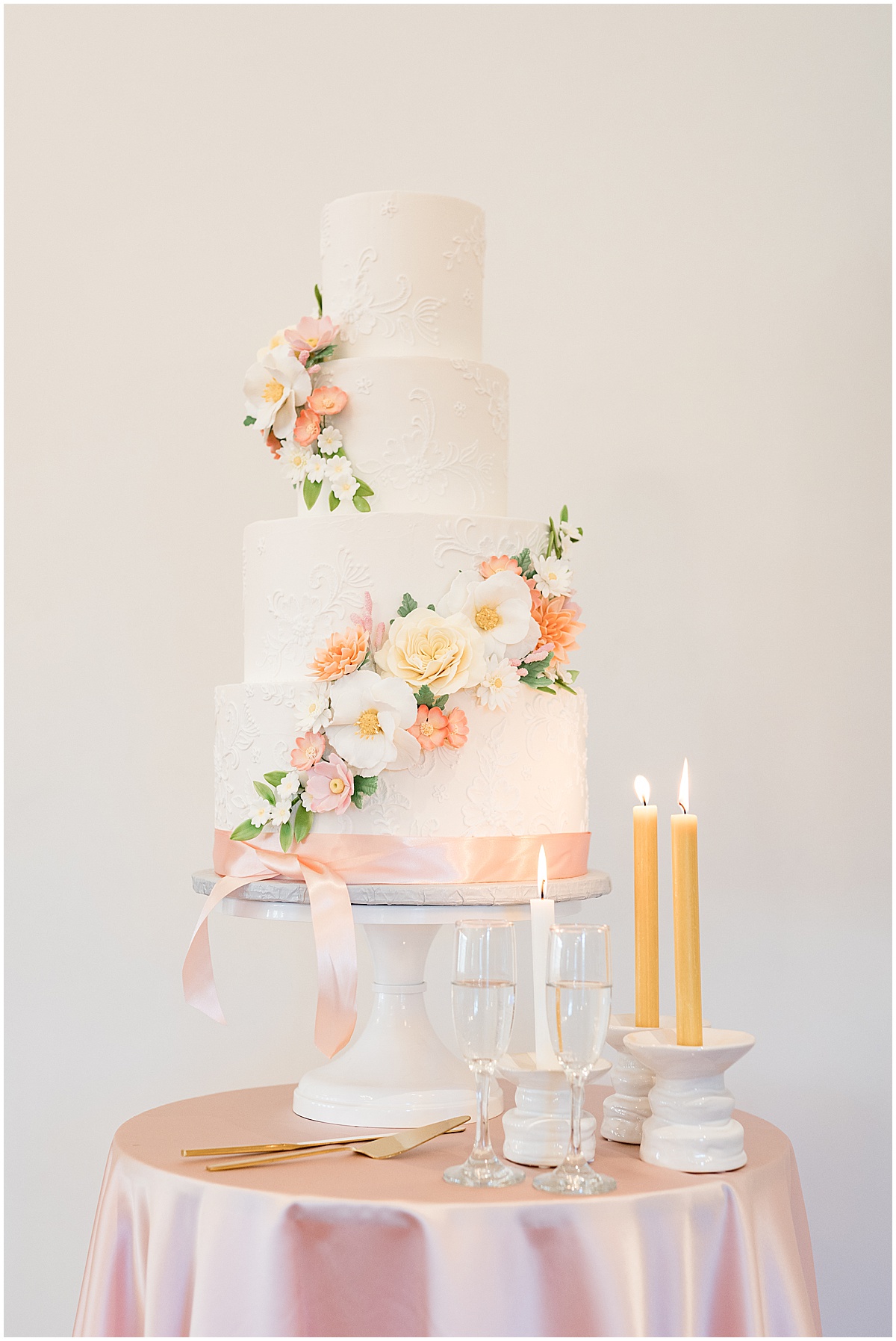 Summer-inspired wedding cake by Classic Cakes—a bakery in Carmel, Indiana