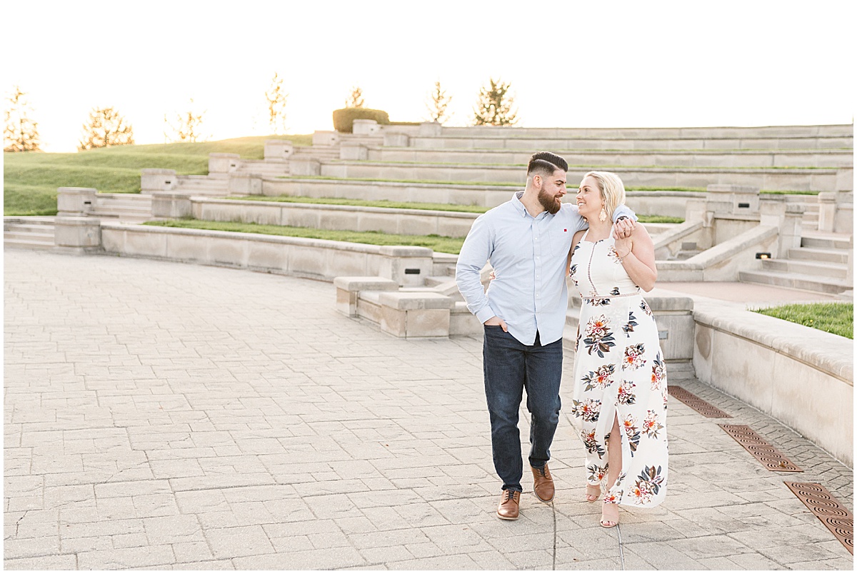 Spring engagement photos at Coxhall Gardens in Carmel, Indiana