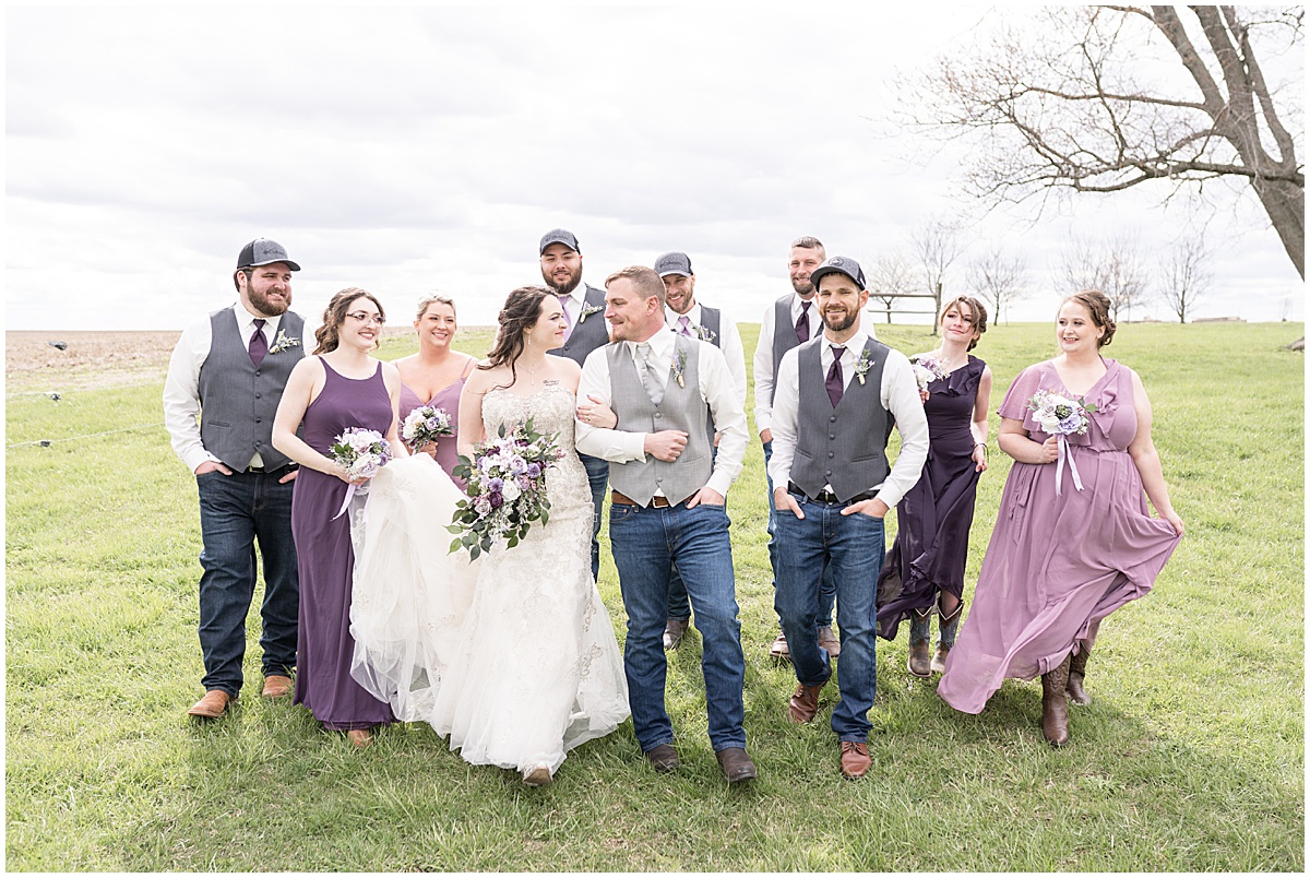 Bridal party photos after wedding at Finkbiner Gala Barn in Veedersburg, Indiana