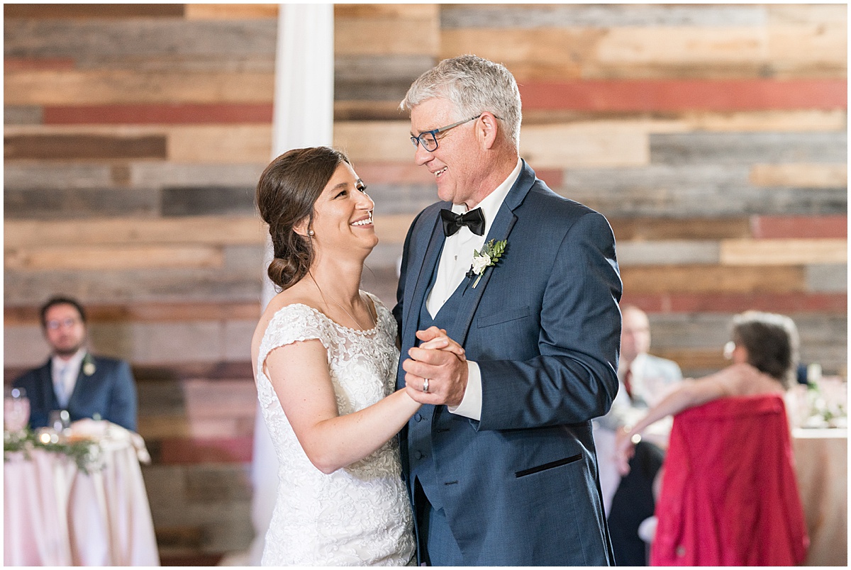 Bride dancing with father at Finley Creek Vineyards wedding in Zionsville, Indiana