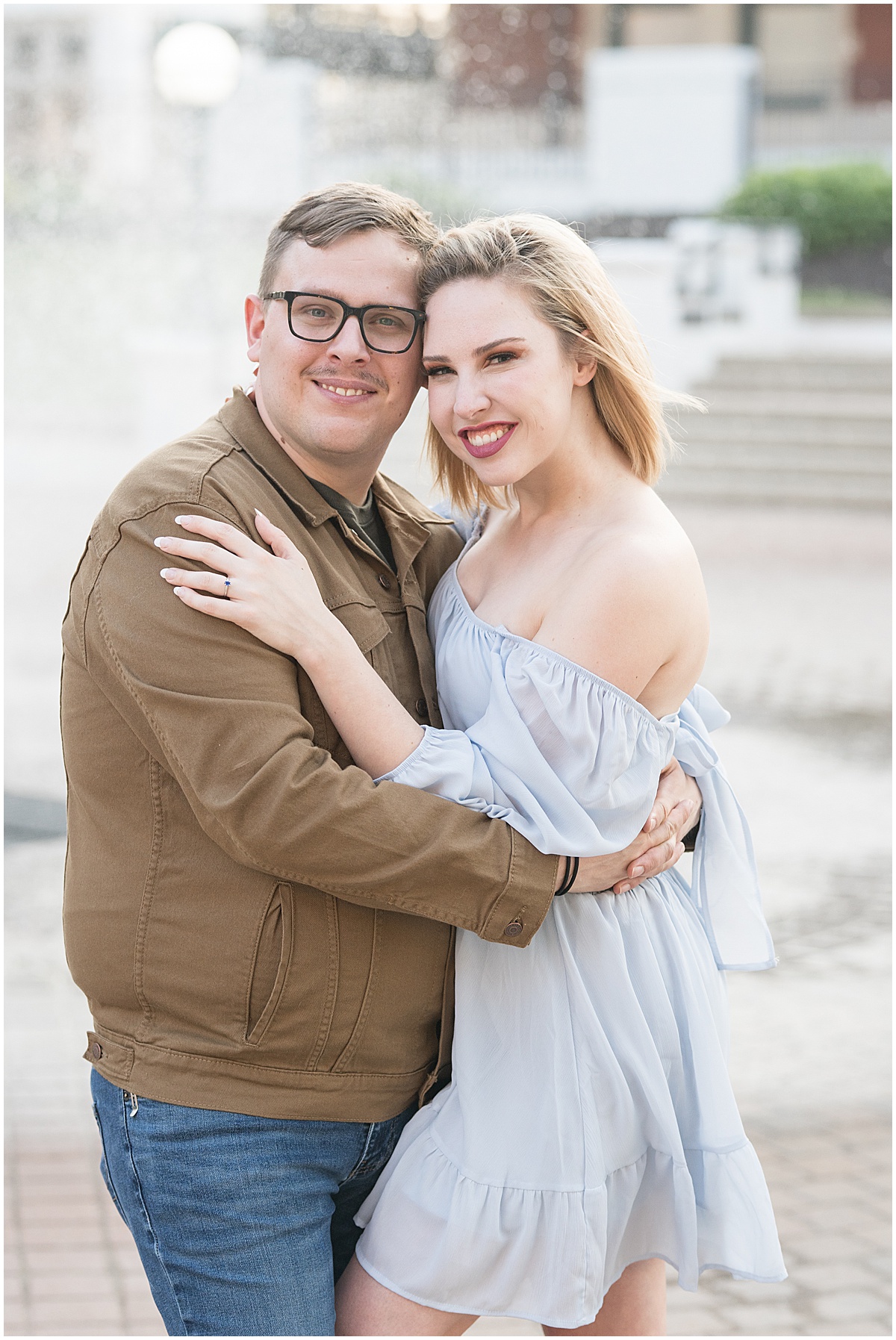 during engagement photos in Downtown Lafayette, Indiana by the Tippecanoe Arts Federation