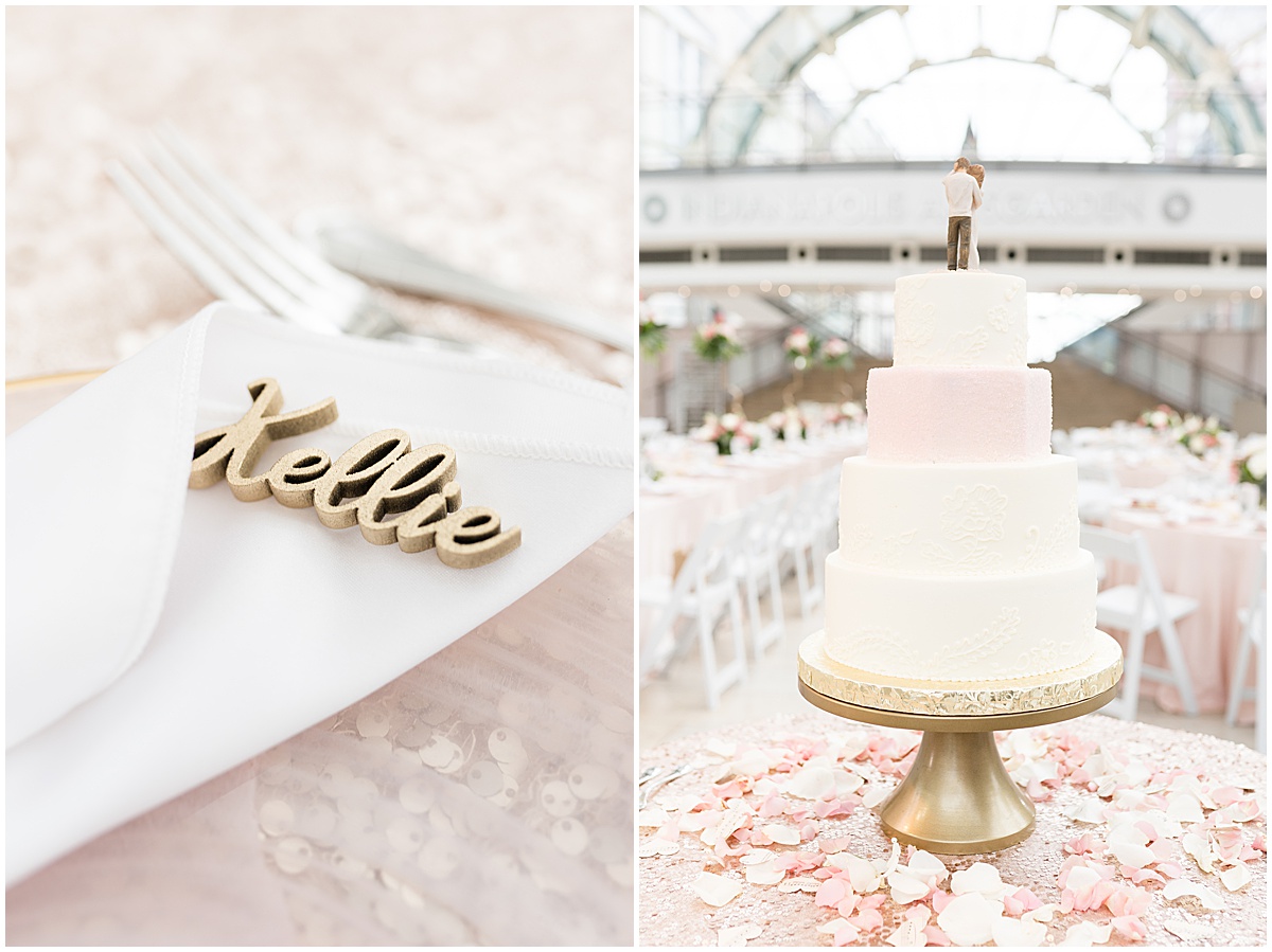 Cake detail for Indianapolis Artsgarden wedding reception