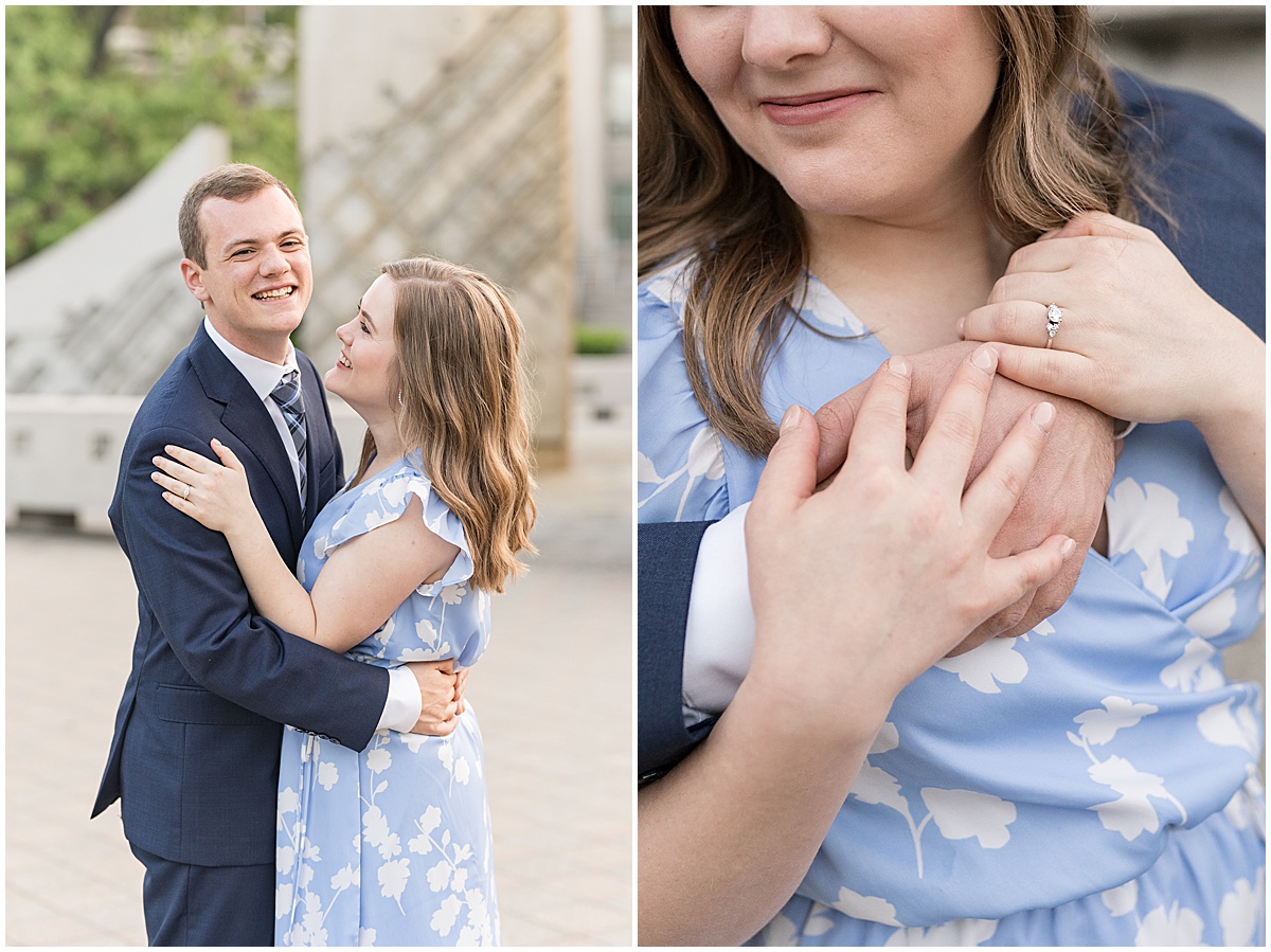 Ring and hand detail at Purdue engagement photos
