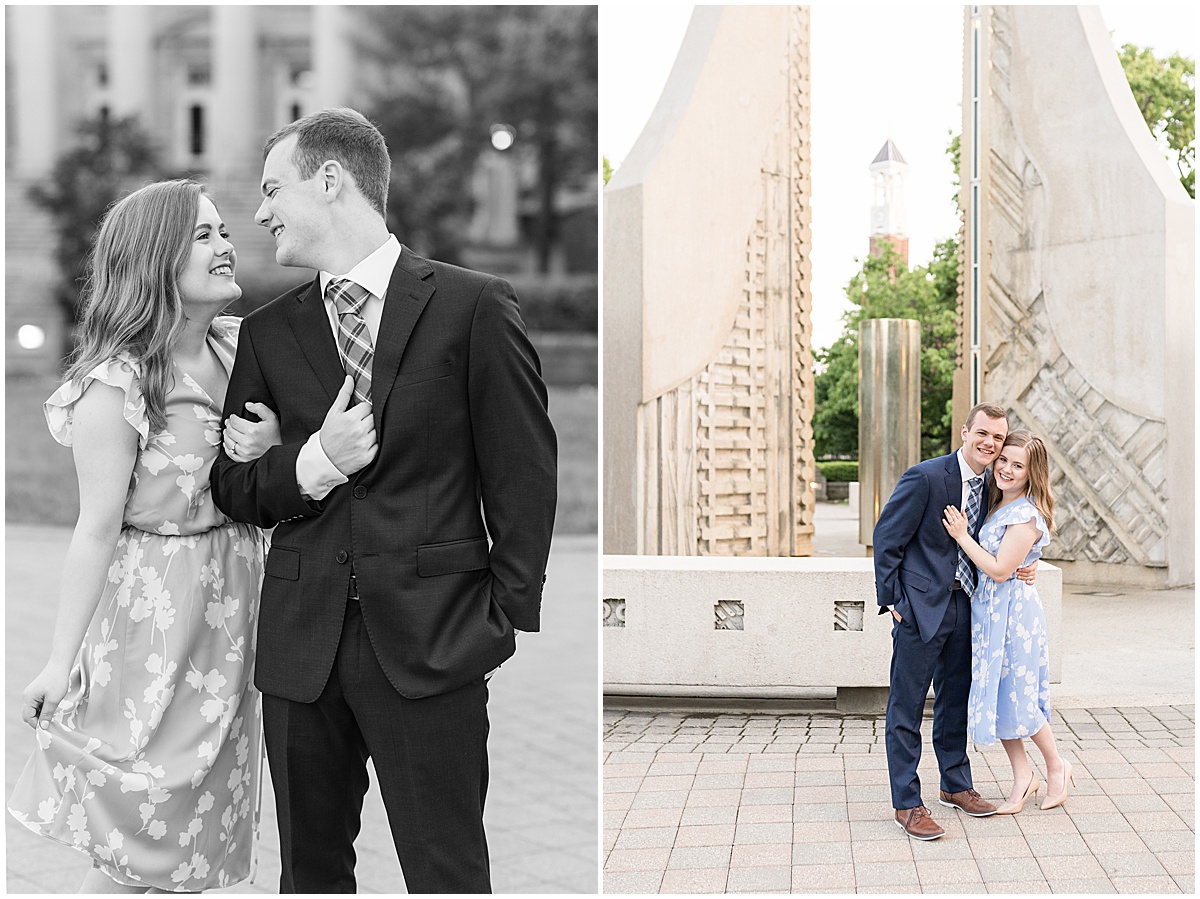 Couple laughing during Purdue engagement photos