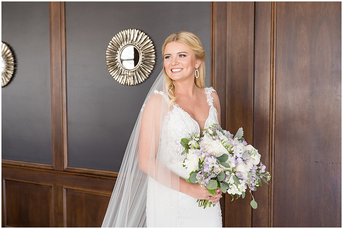 Bridal portrait with bouquet for wedding at JPS Events in downtown Indianapolis.
