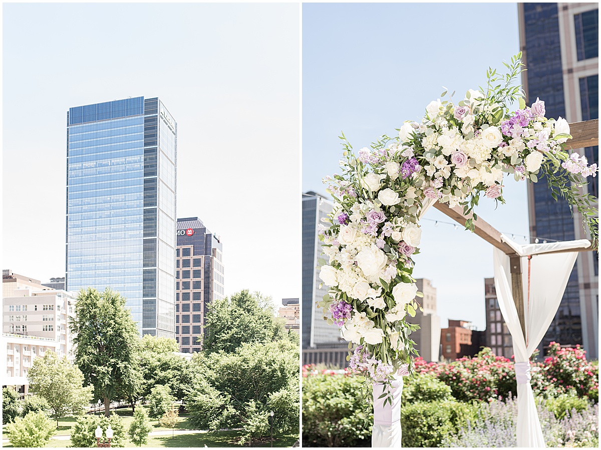 Archway details for rooftop wedding in downtown Indianapolis at JPS Events