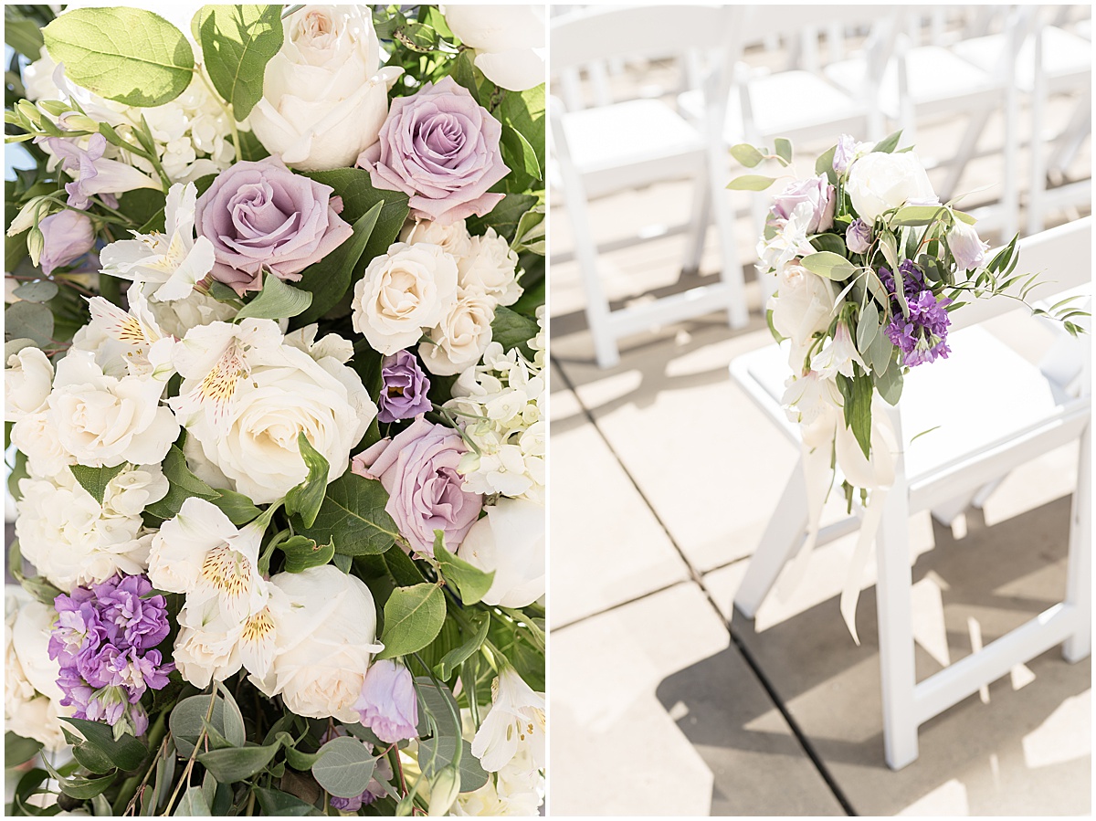 Floral details at rooftop wedding in downtown Indianapolis at JPS Events
