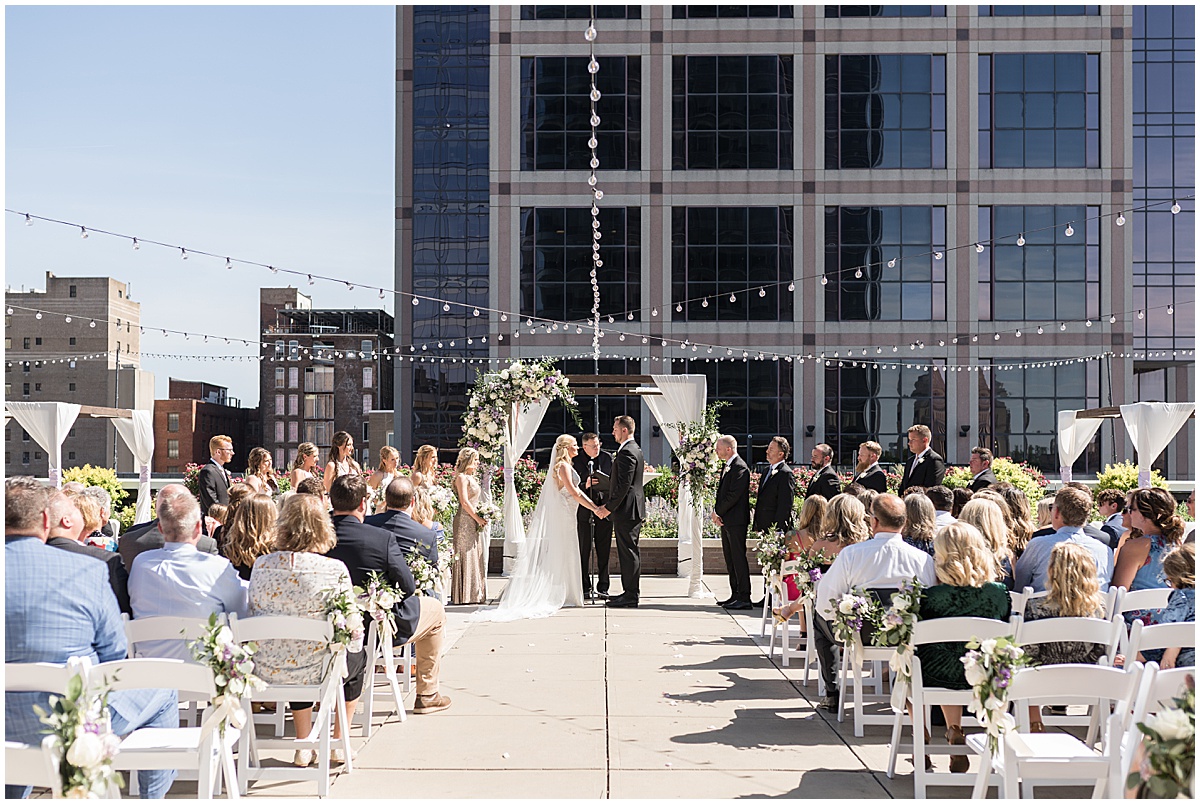 Ceremony of rooftop wedding in downtown Indianapolis at JPS Events