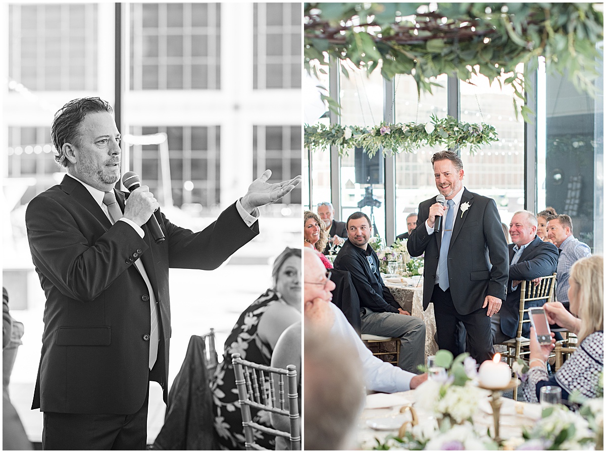 Father of the bride speech at rooftop wedding in downtown Indianapolis at JPS Events