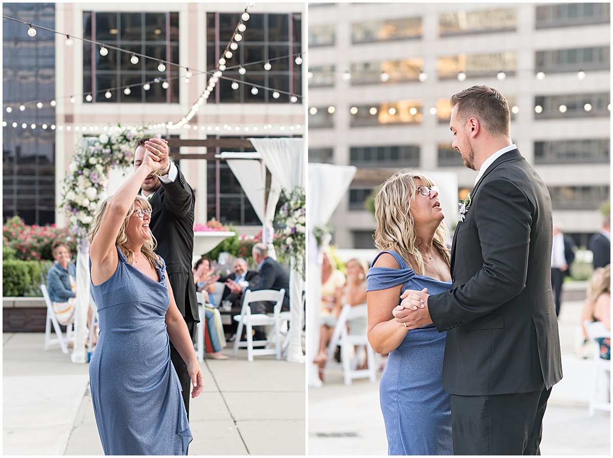 Parent dances at rooftop wedding in downtown Indianapolis at JPS Events