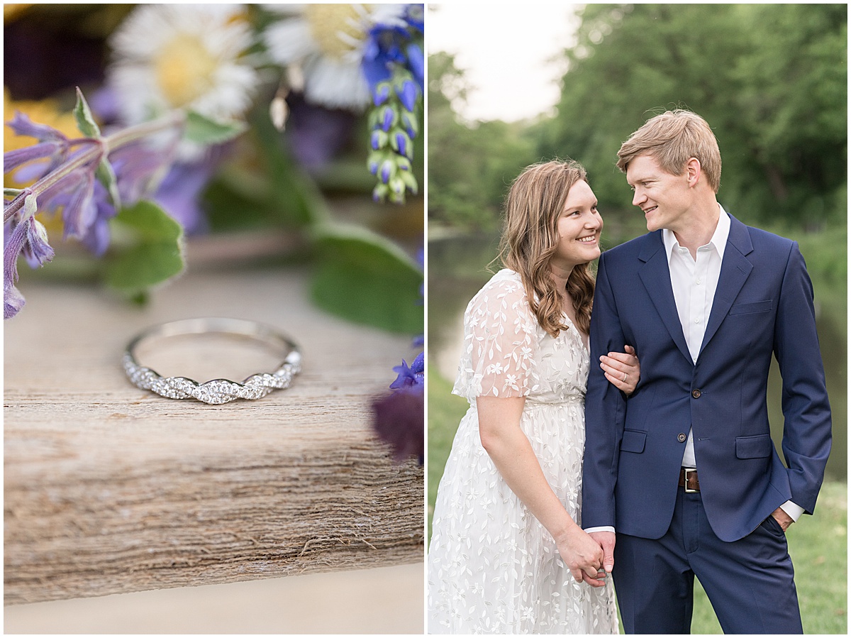Ring detail at spring engagement photos at Holcomb Gardens in Indianapolis