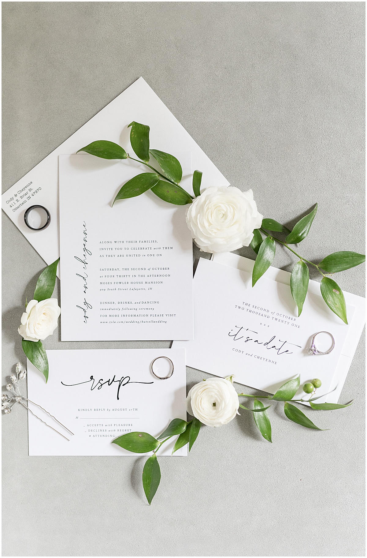 Detail of invitation for Fowler House Mansion Wedding
