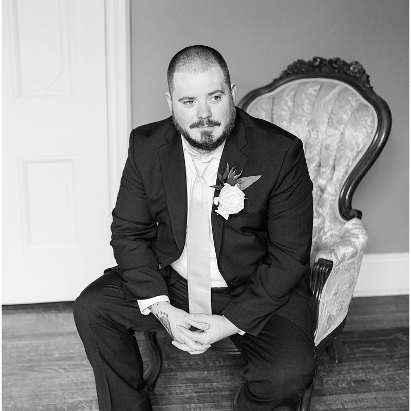 Groom portrait before wedding at Fowler House Mansion