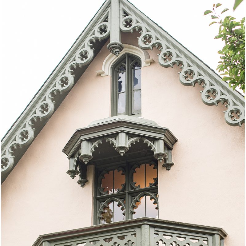 Detail of ornate woodwork of Fowler House Mansion