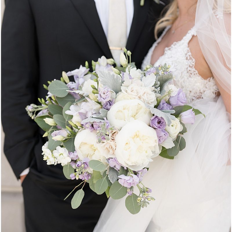 Close up of bridal bouquet for downtown Indianapolis wedding