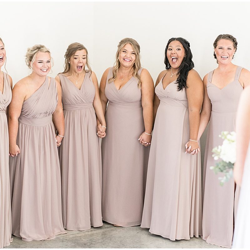 Bridesmaids reaction to bride at New Journey Farms