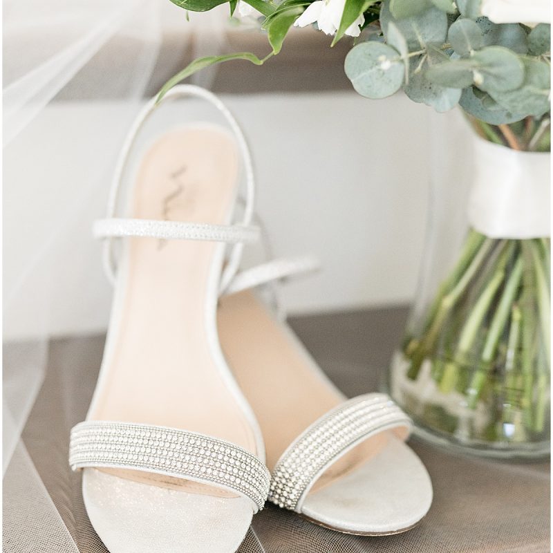 Bride shoes ready for wedding at New Journey Farms