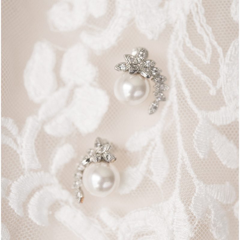 Earring details for wedding photos at Coxhall Gardens