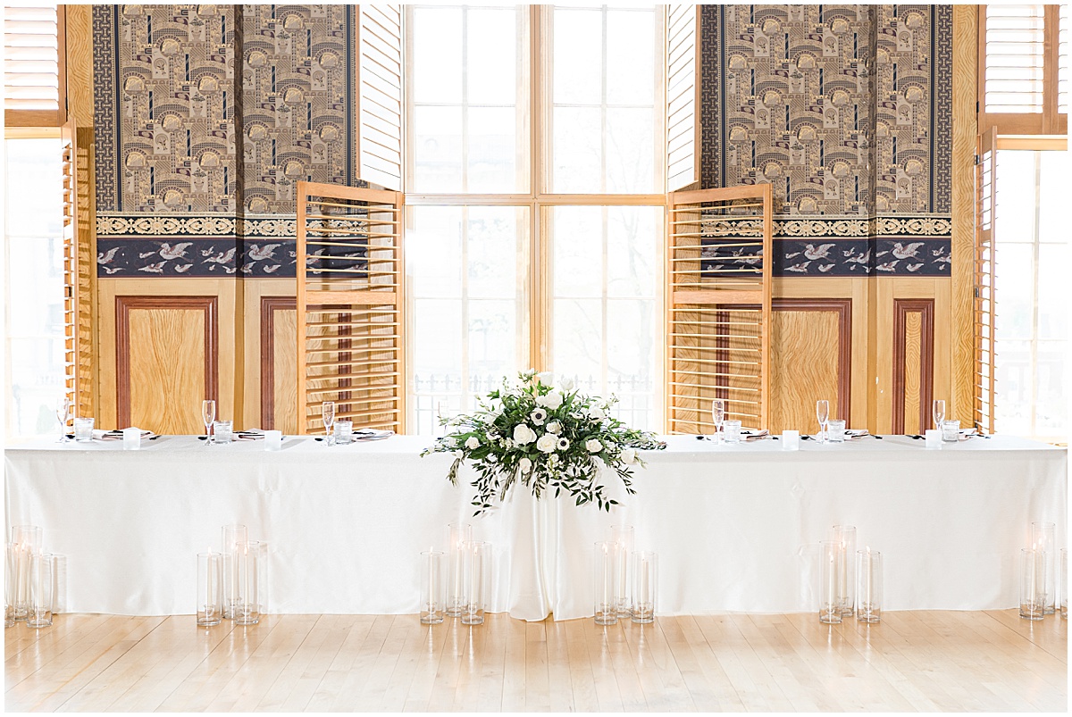 Bridal party reception table at Delphi Opera House wedding