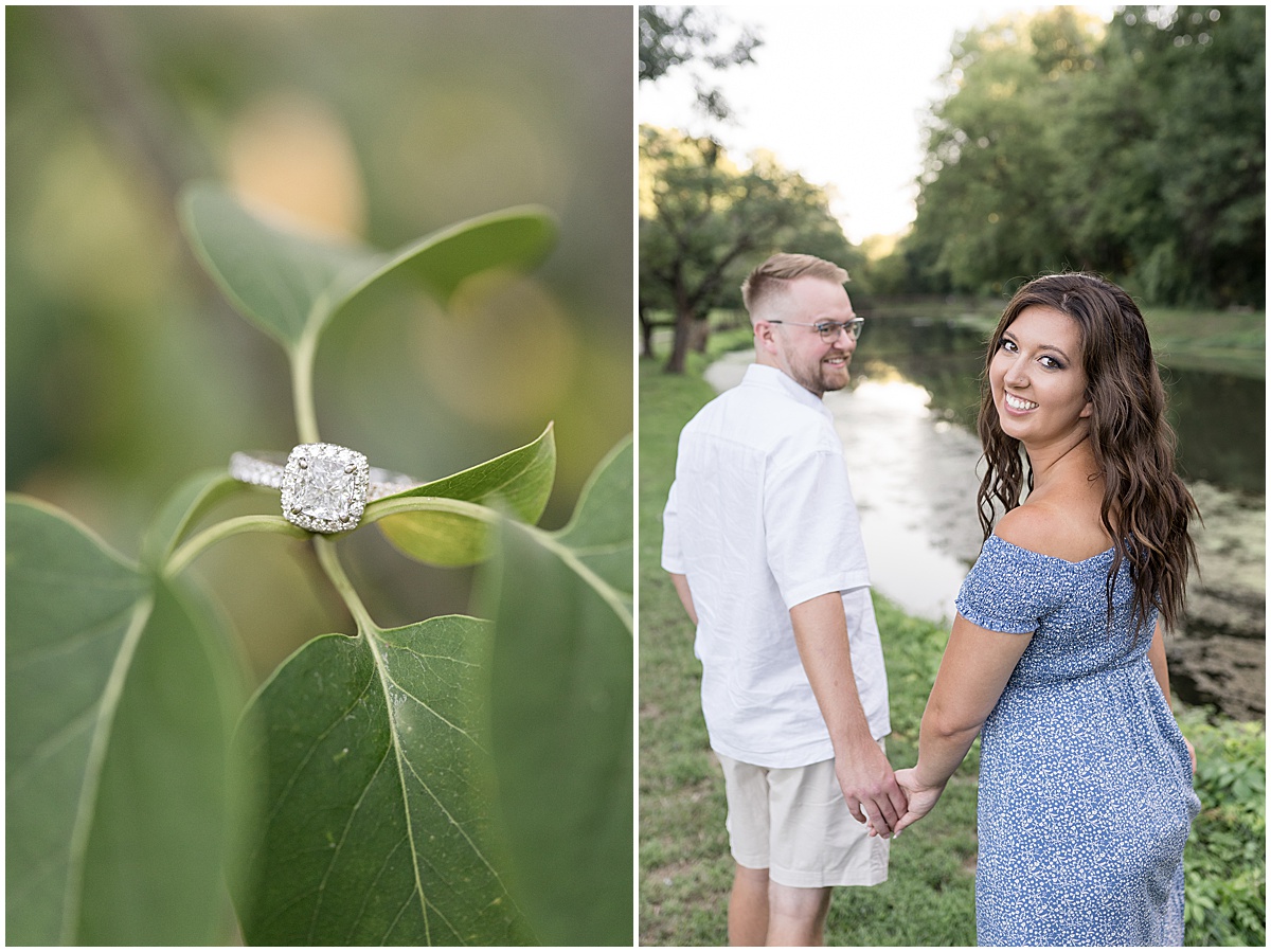 Ring detail at summer engagement photos at Holcomb Gardens in Indianapolis