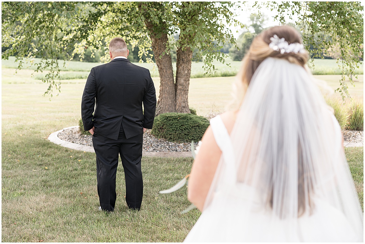 First look at wedding in Converse, Indiana