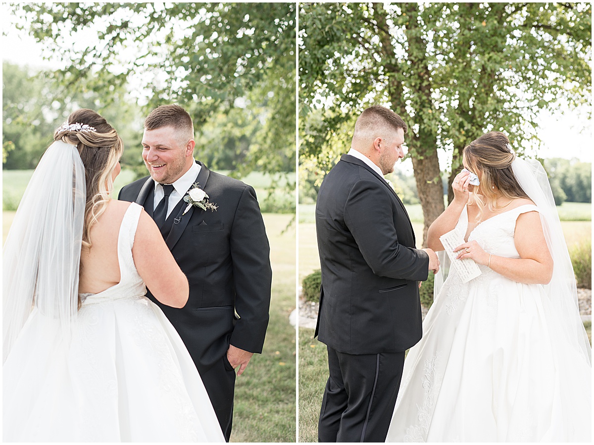Bride and groom get emotional at wedding in Converse, Indiana