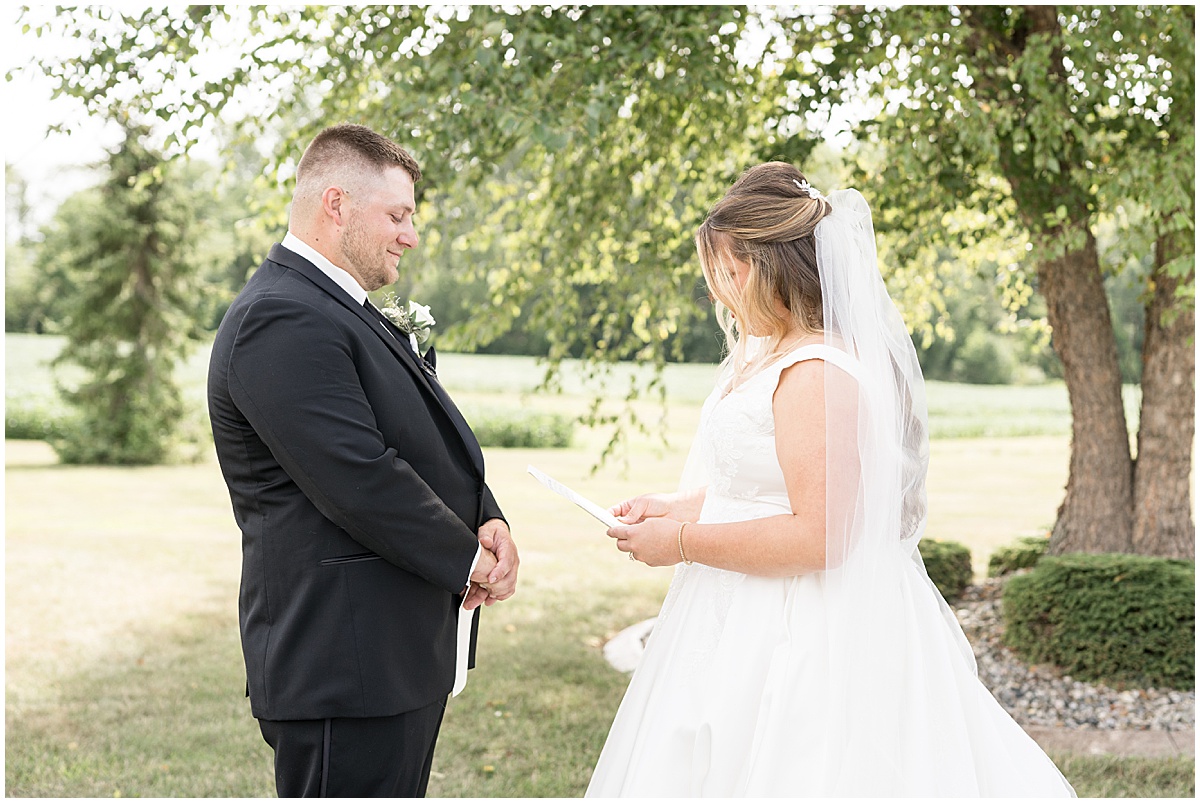 Bride and groom share vows at wedding in Converse, Indiana