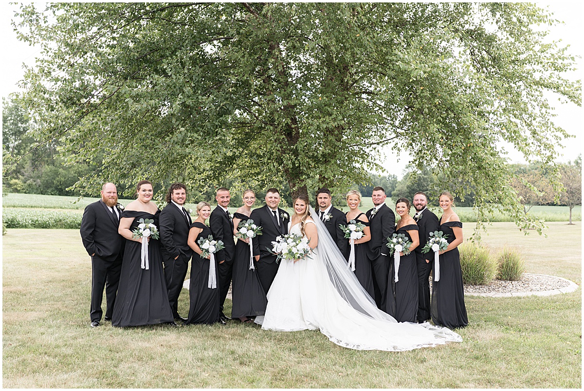 Bridal party photos outside at wedding in Converse, Indiana