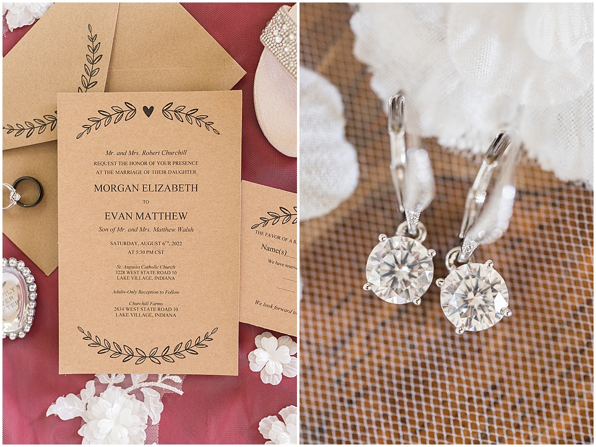 Ring and invitation details for Churchill Farms wedding in Lake Village, Indiana