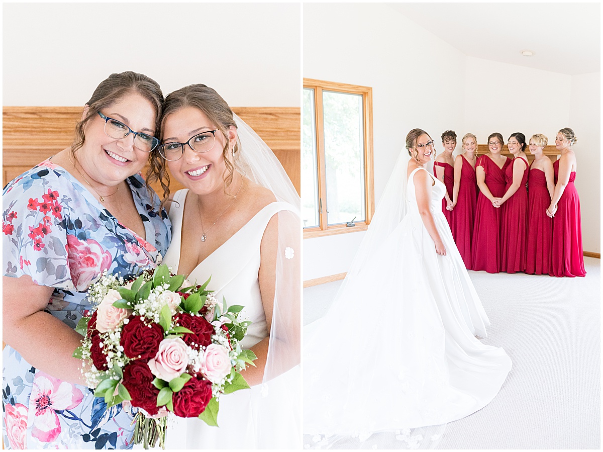 Bride first look with bridesmaids for Churchill Farms wedding in Lake Village, Indiana