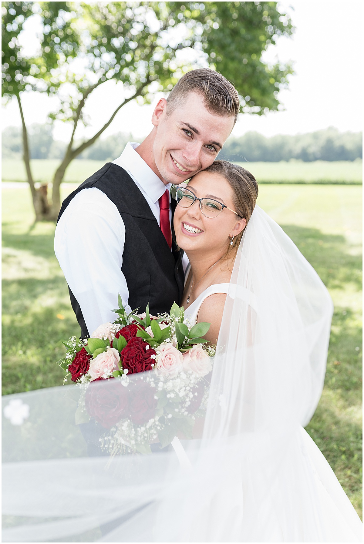 Bride and groom portrait before Churchill Farms wedding in Lake Village, Indiana