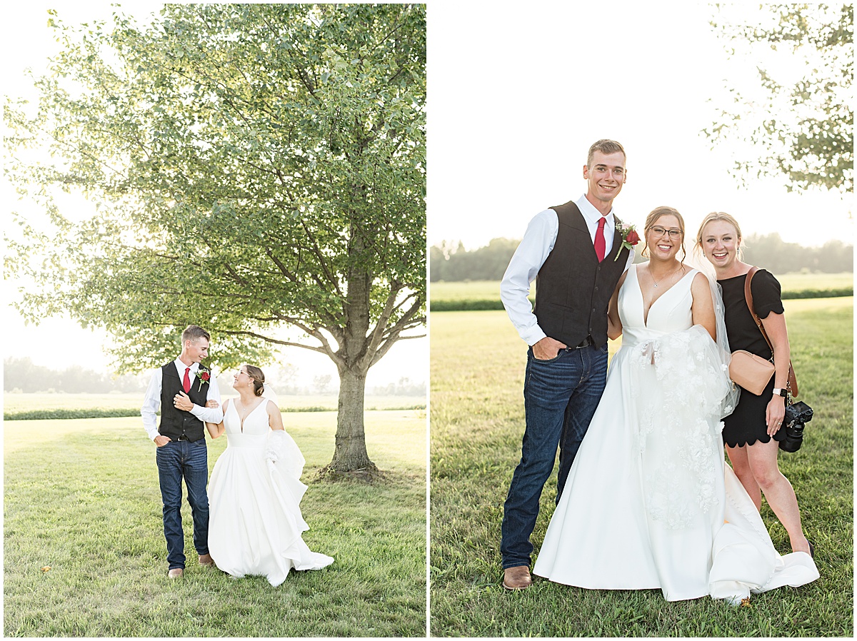 Bride and groom with photographer after Churchill Farms wedding in Lake Village, Indiana