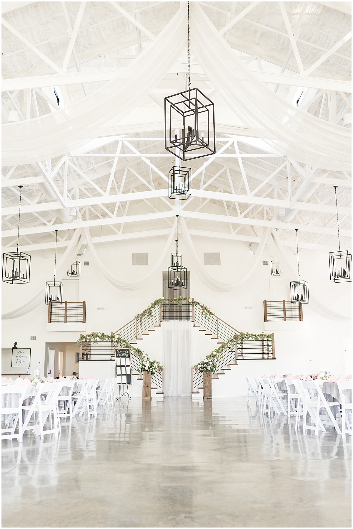 Ceremony space for pastel wedding at New Journey Farms in Lafayette, Indiana