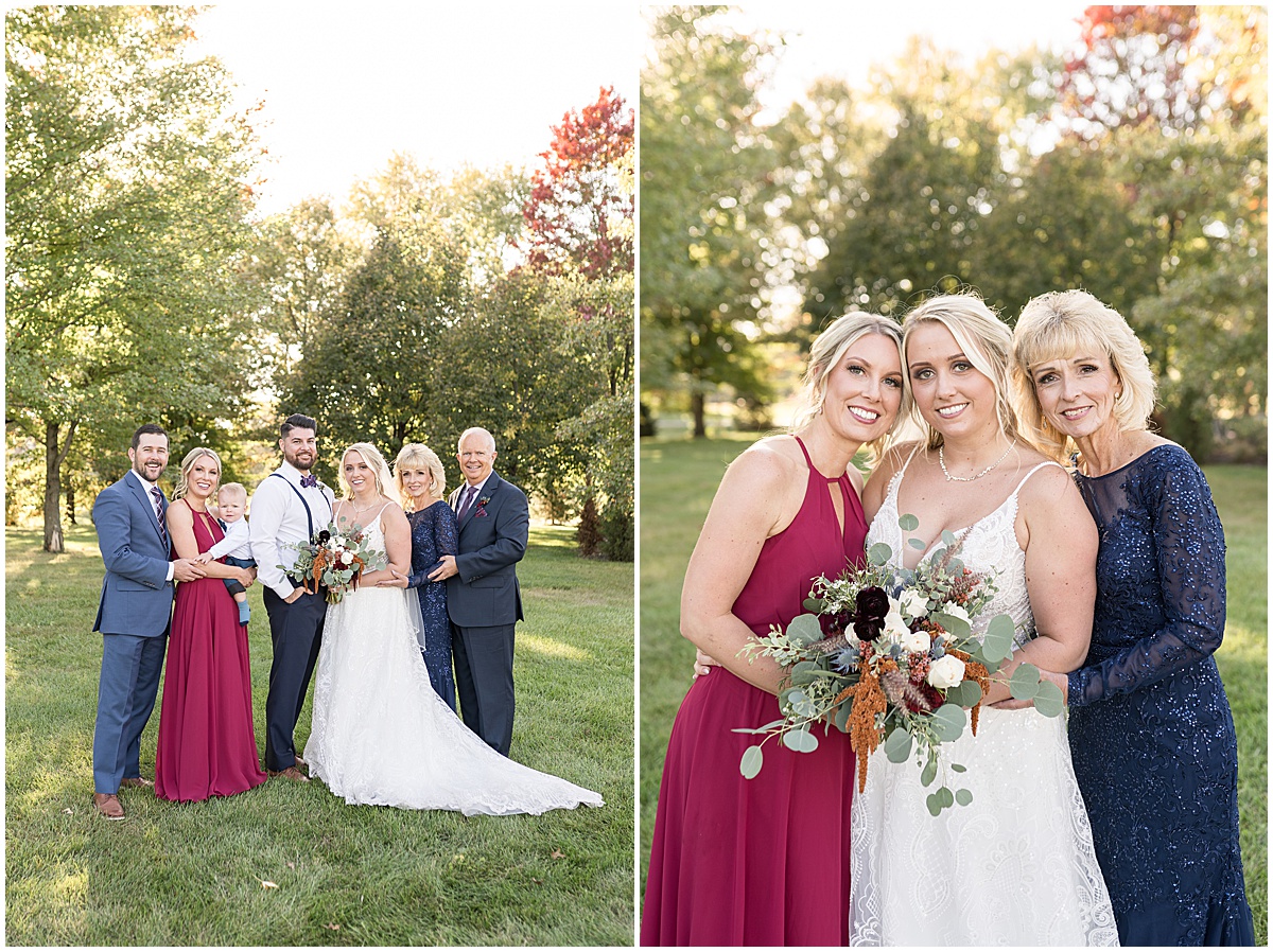Family photos after Finley Creek Vineyards wedding in Zionsville, Indiana