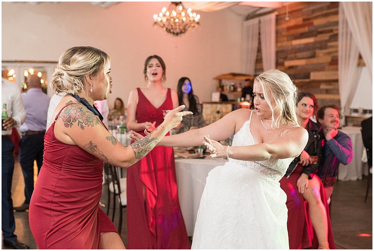 Reception dancing at Finley Creek Vineyards wedding in Zionsville, Indiana