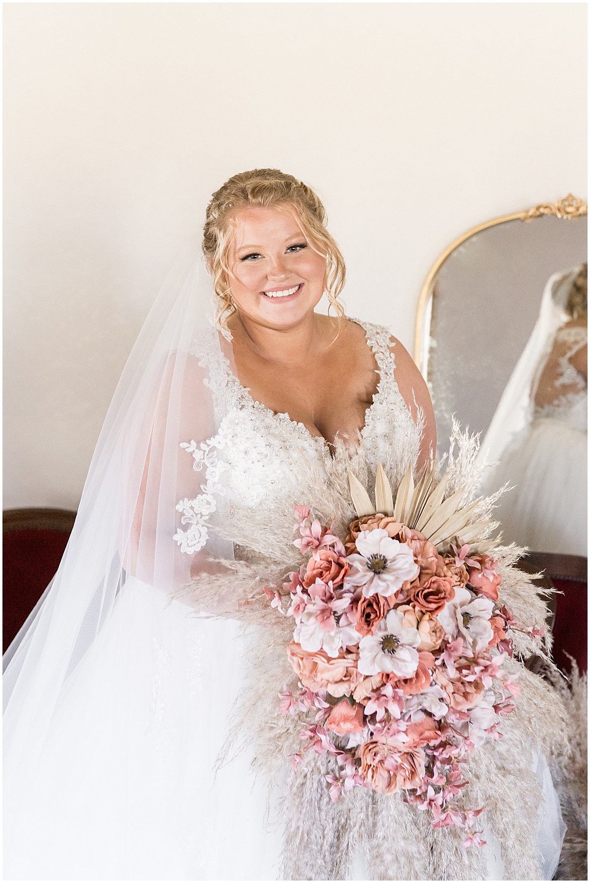 Bride portraits before Miami County Fairgrounds wedding in Peru, Indiana