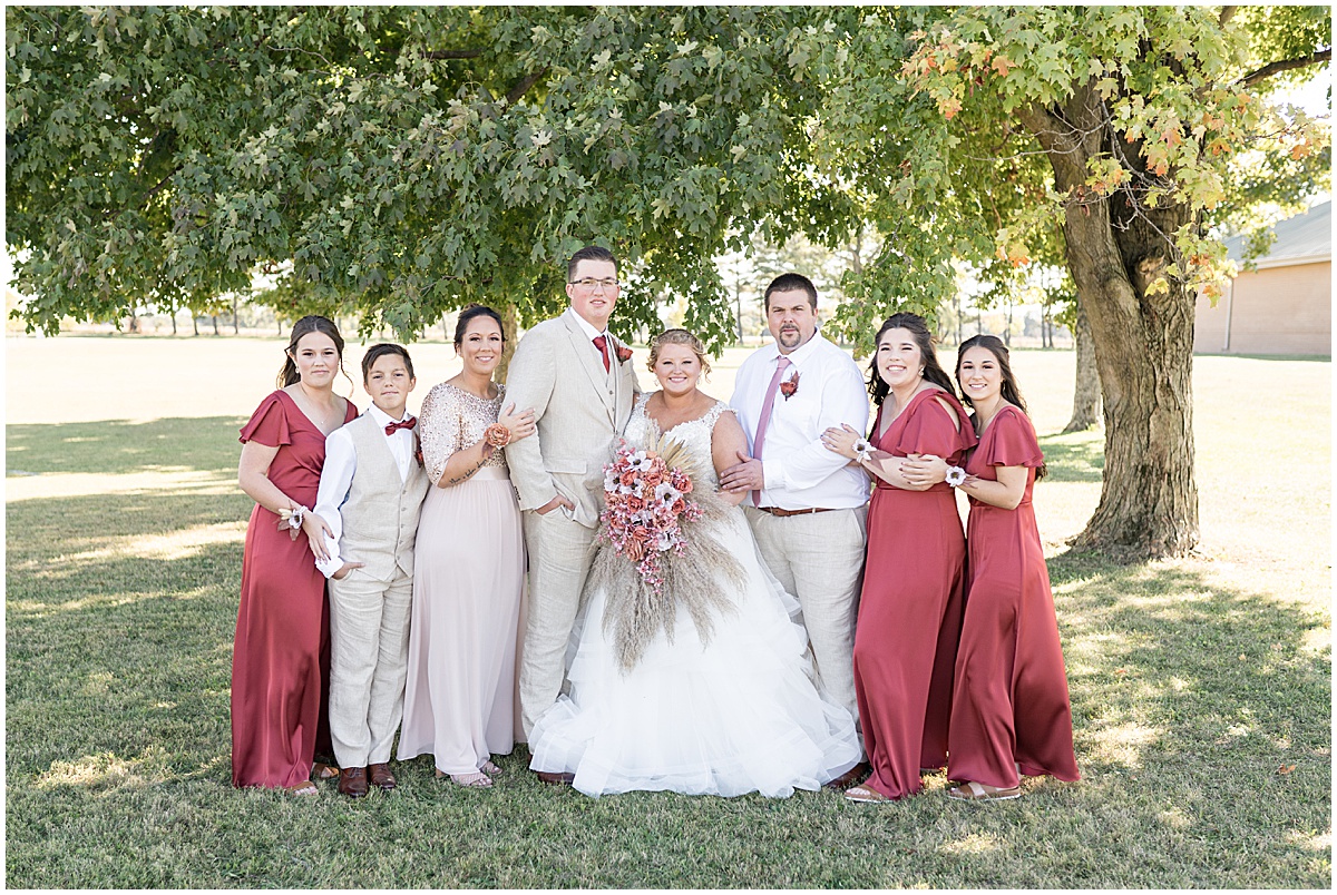 Family photos at Miami County Fairgrounds wedding in Peru, Indiana