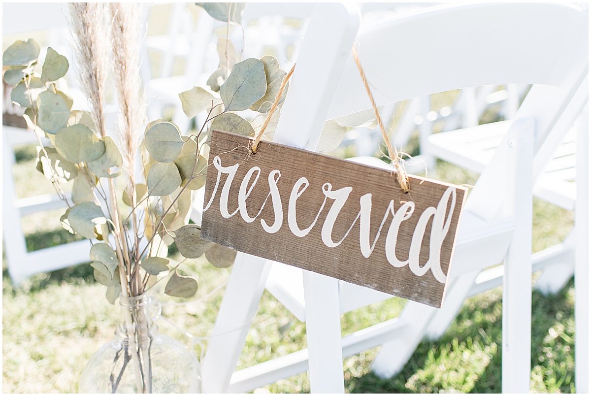 Reserved sign at Miami County Fairgrounds wedding in Peru, Indiana