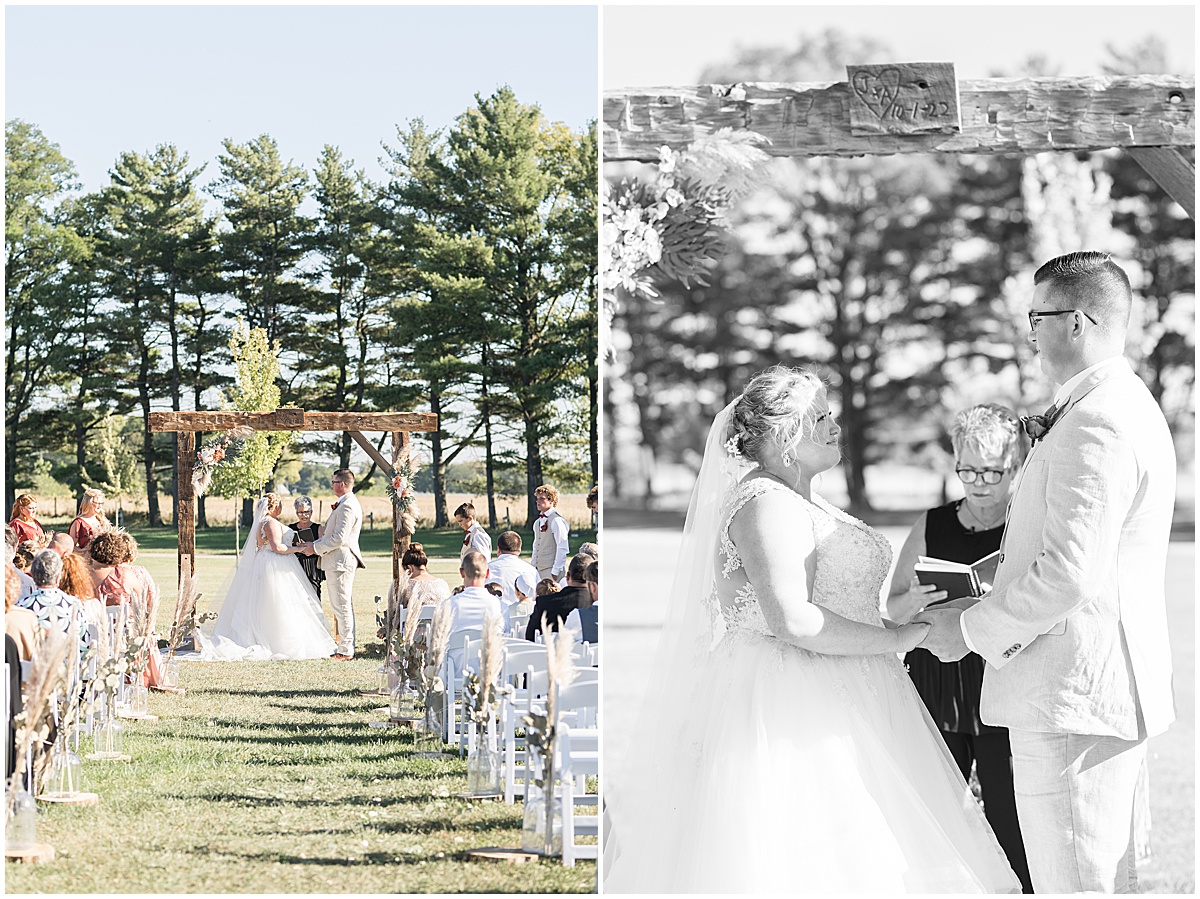 Outdoor ceremony at Miami County Fairgrounds wedding in Peru, Indiana
