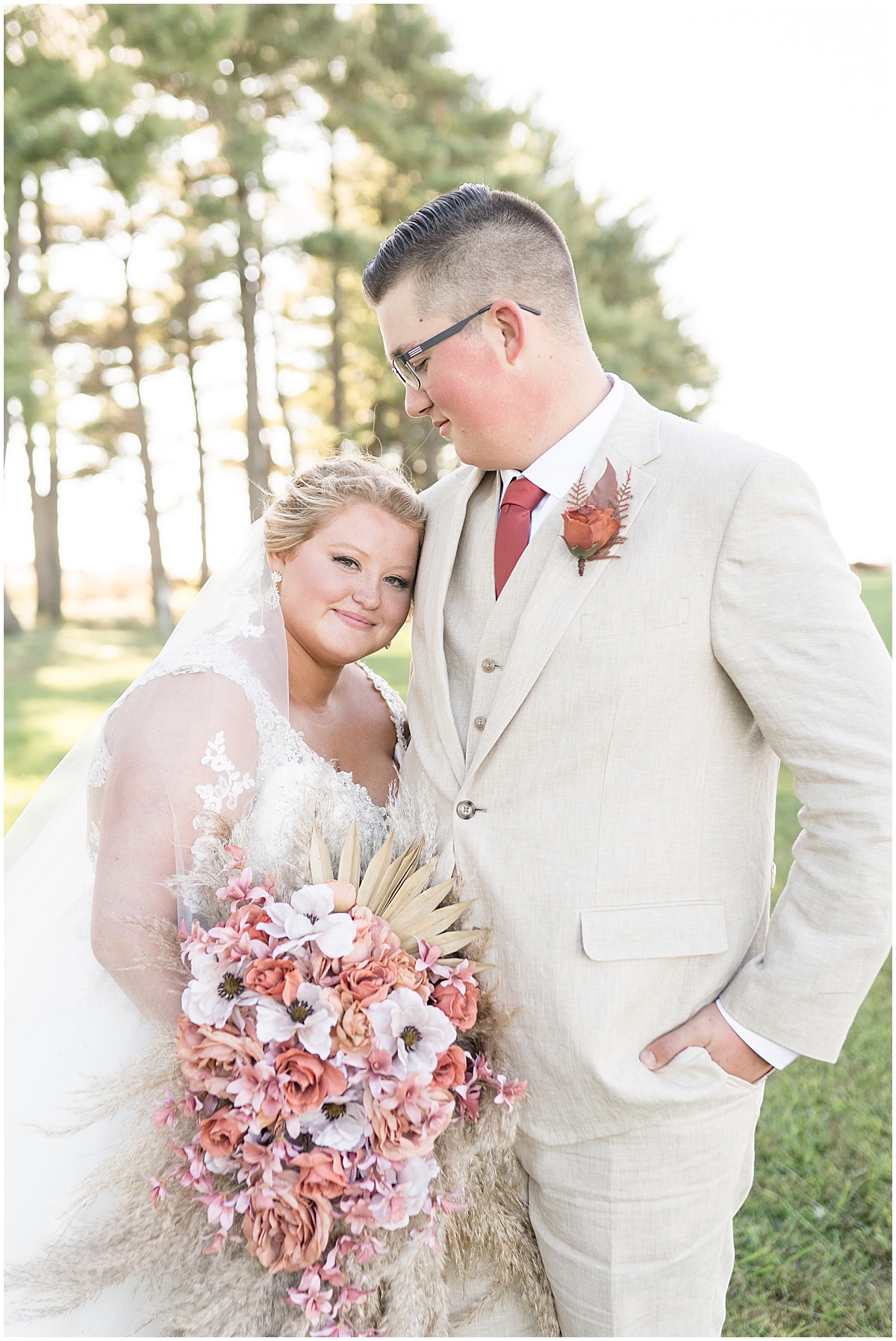 Newlyweds get close after Miami County Fairgrounds wedding in Peru, Indiana
