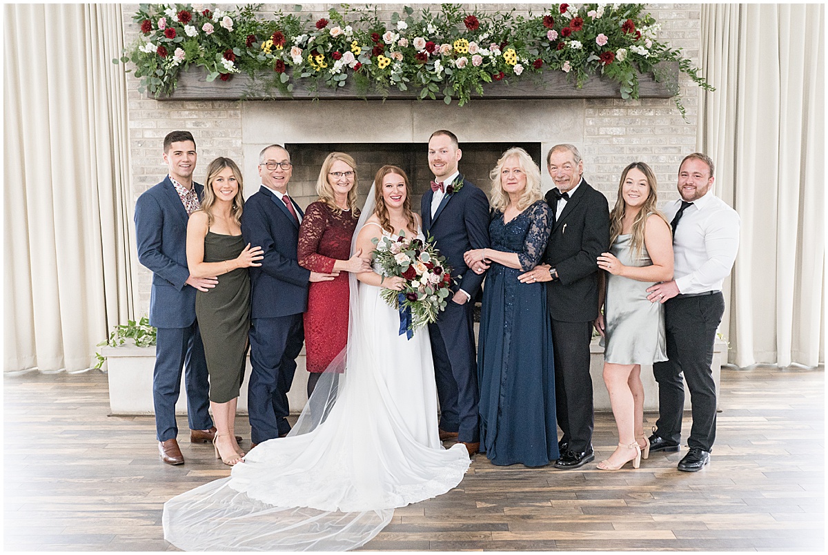 Family photos at Iron & Ember events wedding in Carmel, Indiana