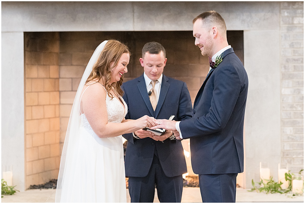 Ring exchange at Iron & Ember events wedding in Carmel, Indiana