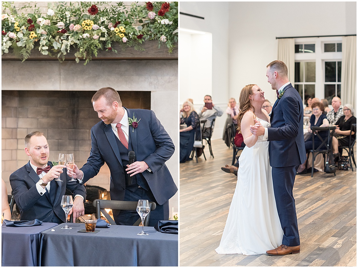 Bride and groom first dance at Iron & Ember events wedding in Carmel, Indiana