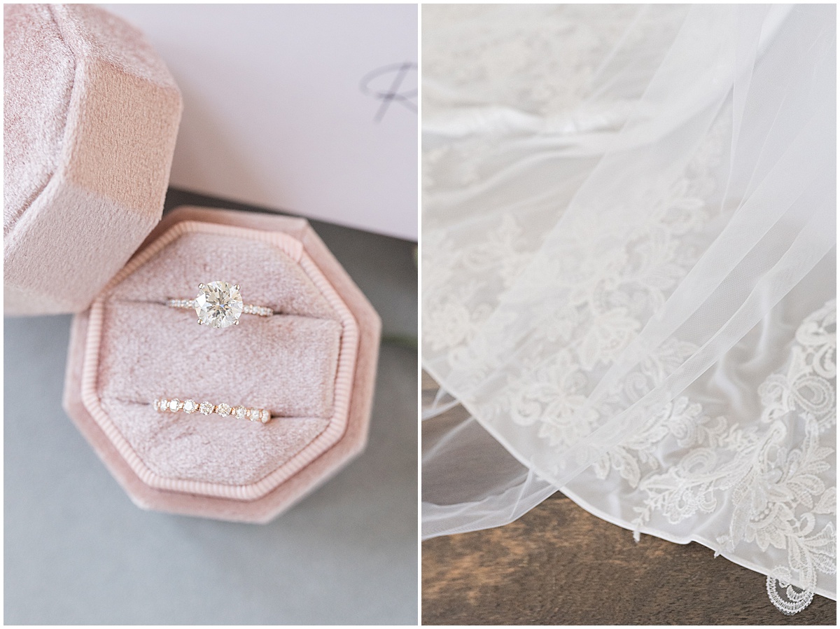 Rings in pink box for Iron & Ember events wedding in Carmel, Indiana
