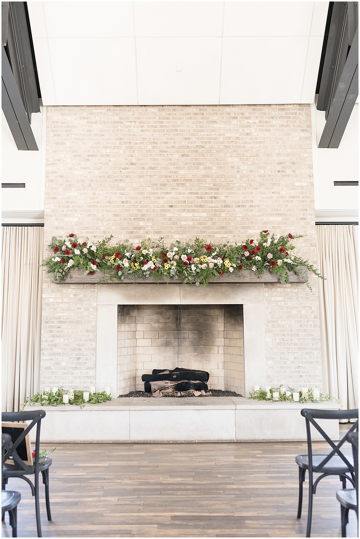 Ceremony space details at Iron & Ember events wedding in Carmel, Indiana