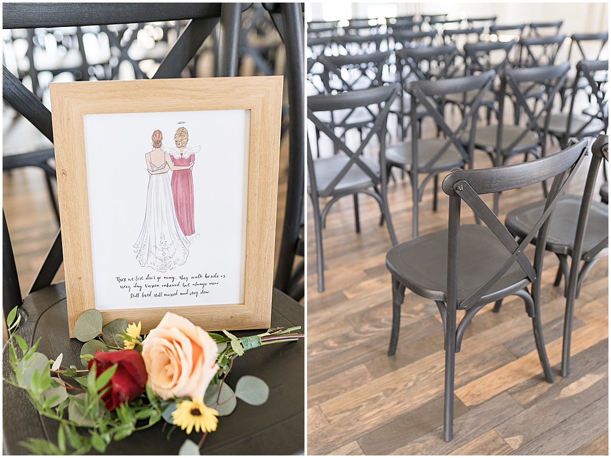Ceremony space details at Iron & Ember events wedding in Carmel, Indiana