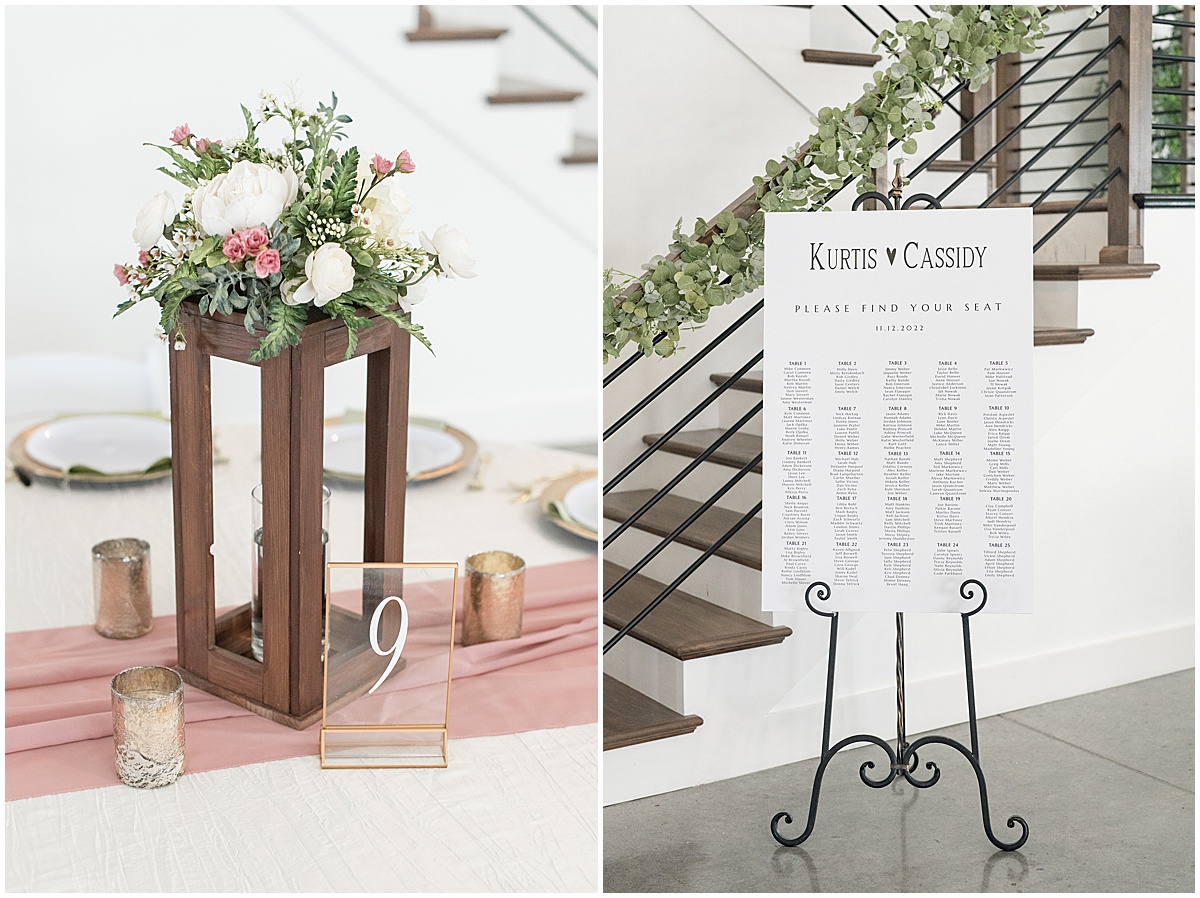 Seating chart for wedding at New Journey Farms