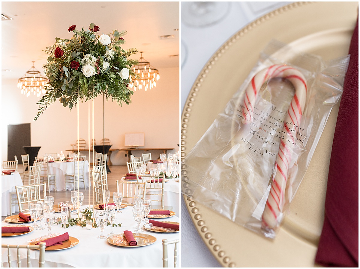 Candy cane wedding favors at Allure on the Lake wedding in Chesterton, Indiana