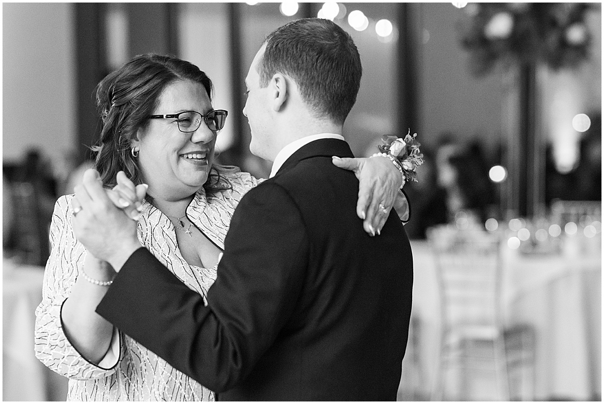 Groom and mother dance at Allure on the Lake wedding in Chesterton, Indiana