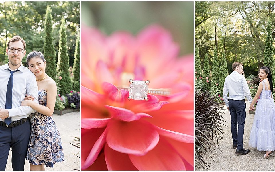 garden engagement photos at Newfields in Indianapolis